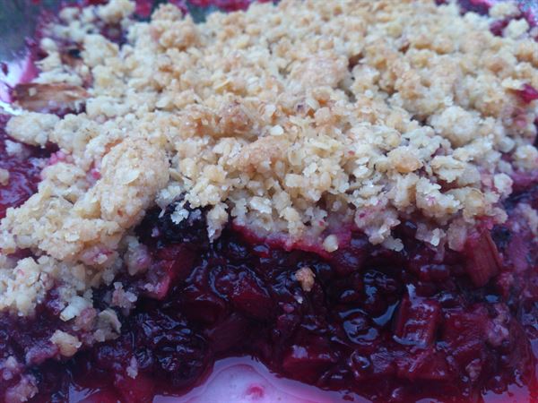 Crumble aux mûres et à la rhubarbe