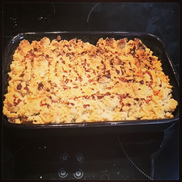 Crumble aux pommes compotées