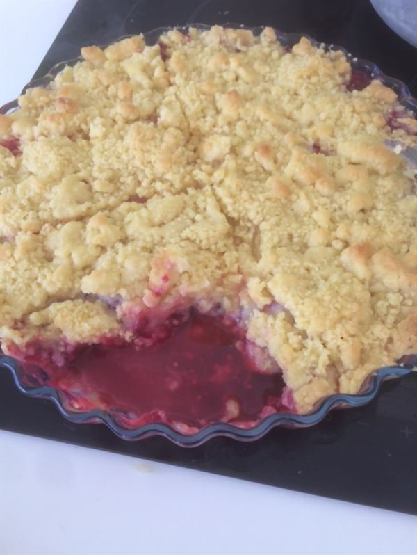 Crumble framboise banane