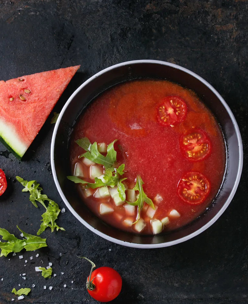 Soupe froide tomate-pastèque