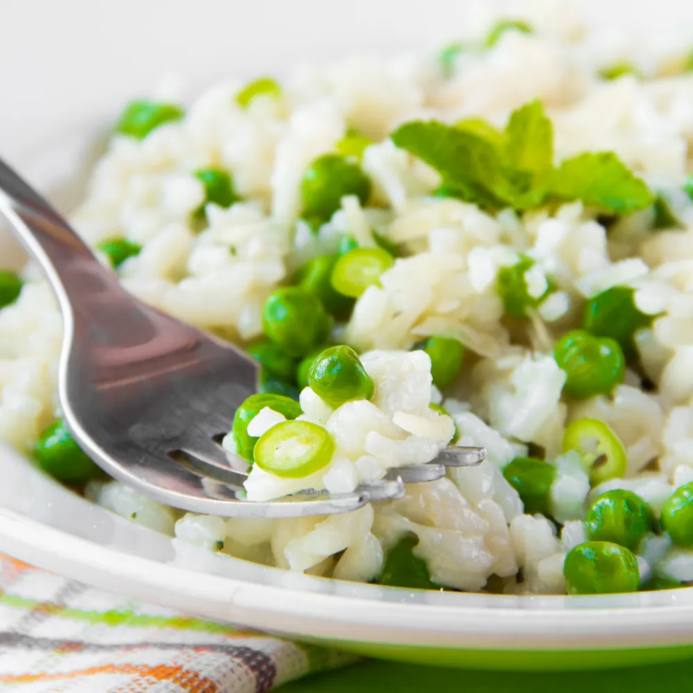 Risotto petits pois et menthe