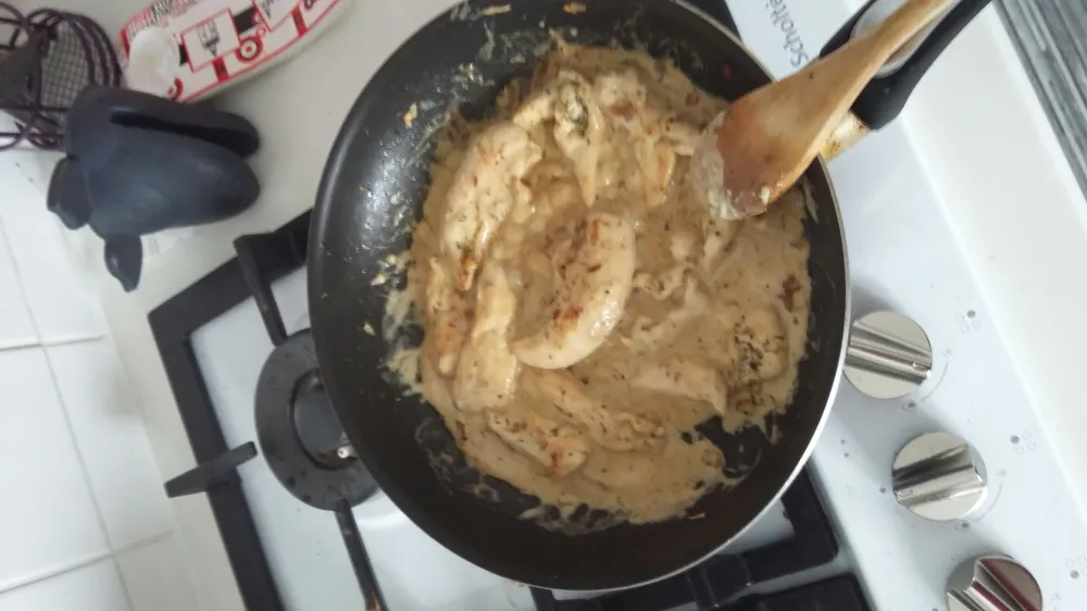 Emincé de poulet et crème plaisir