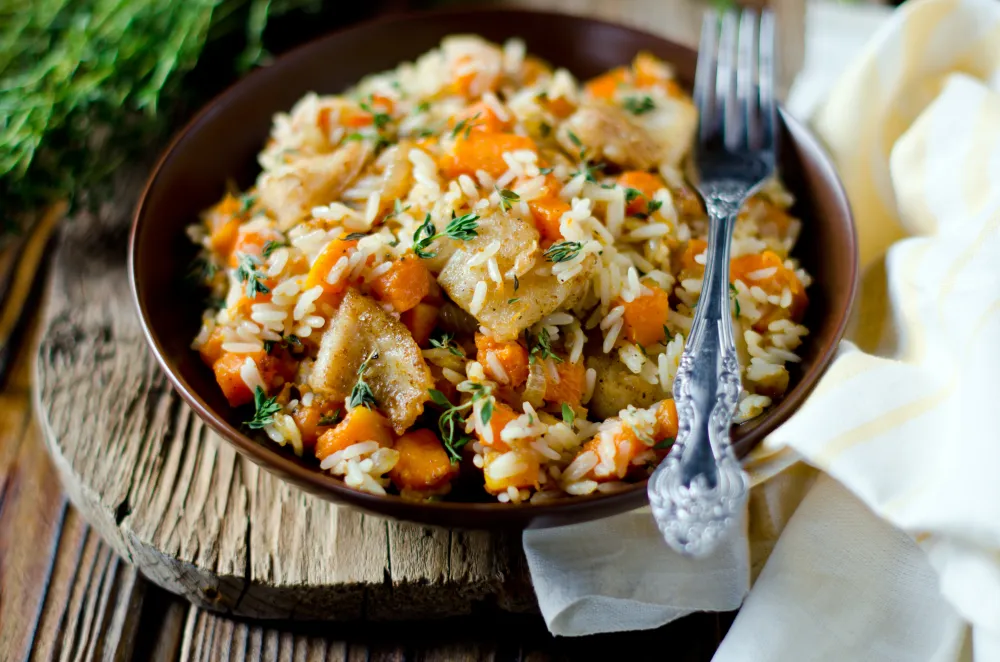 Risotto au curry de poisson