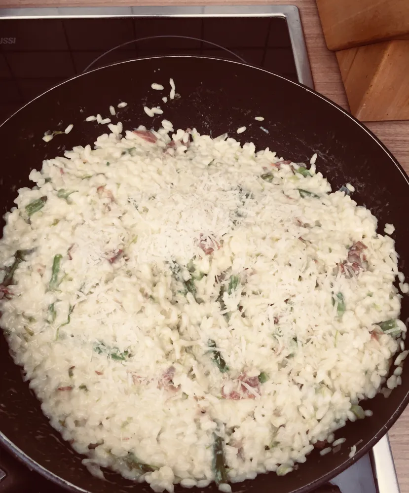 Risotto dasperges vertes et coppa