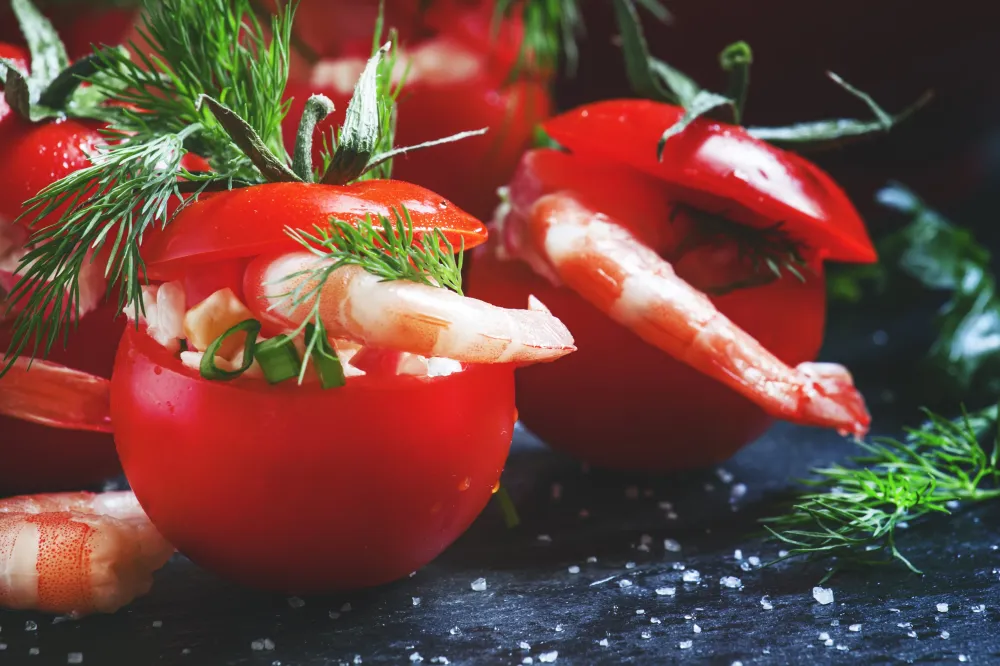 Tomates aux crevettes