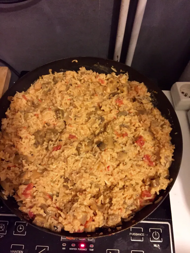 risotto aux aubergines et tomates