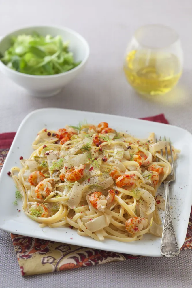 Linguines aux endives et chair décrevisses