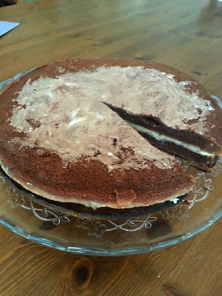 Gâteau au chocolat au cœur blanc