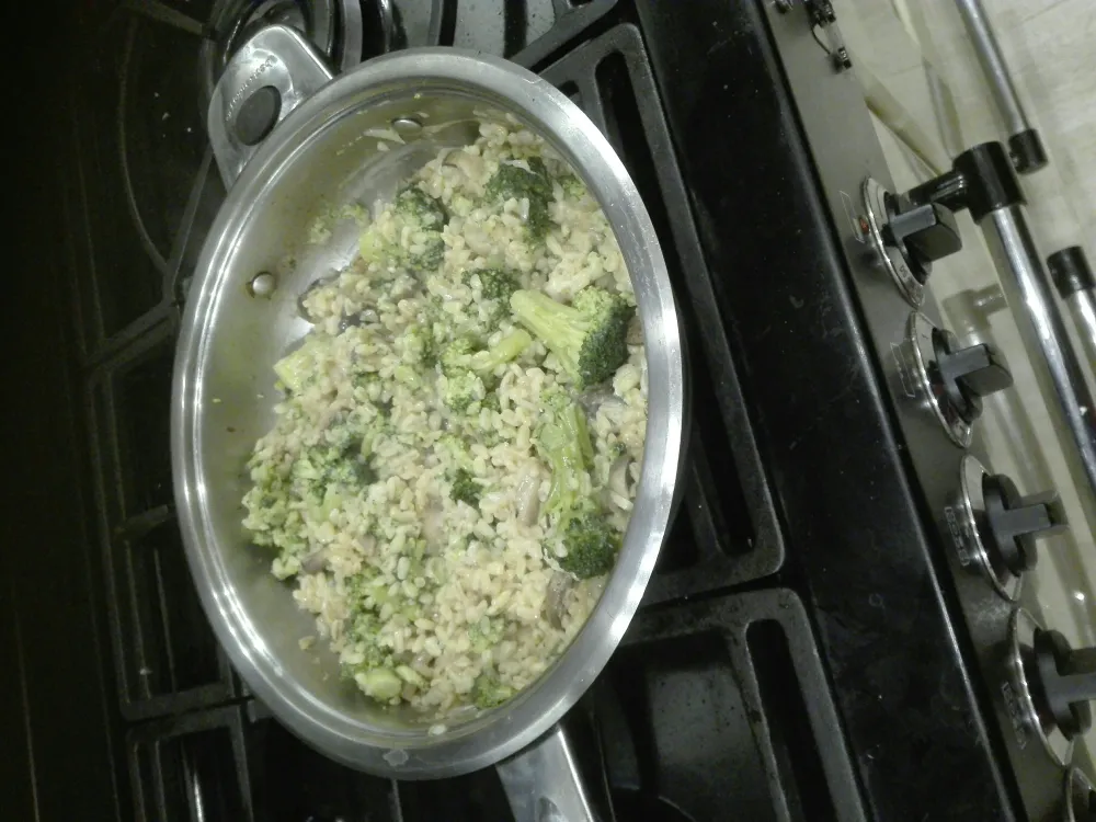 Risotto de blé aux brocolis et champignons