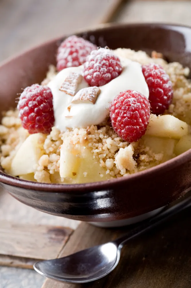 Crumble pommes et framboises