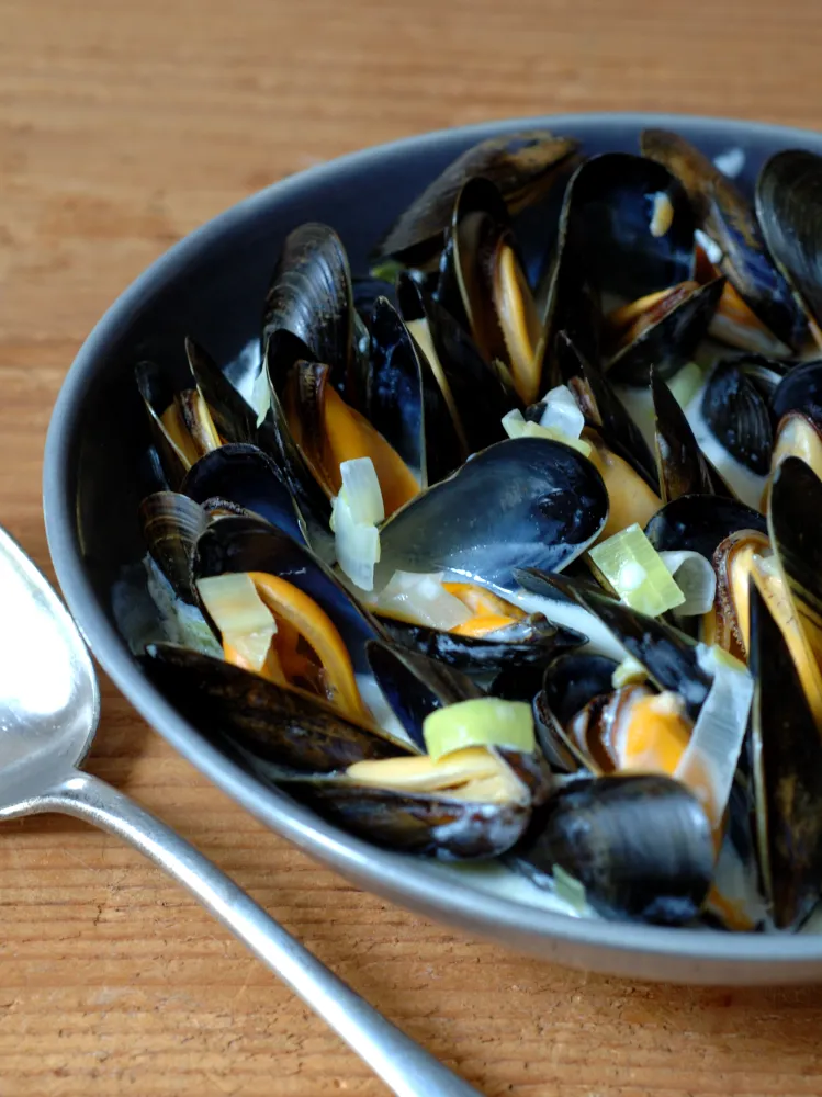 Moules sauce curry poireau