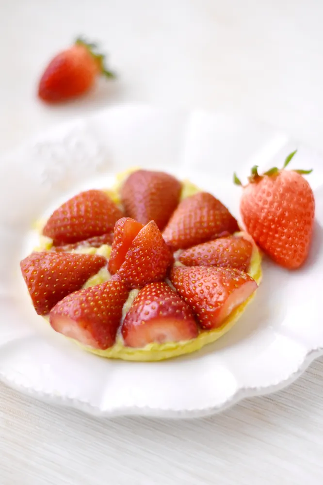 Tartelette aux fraises et rhubarbcurd