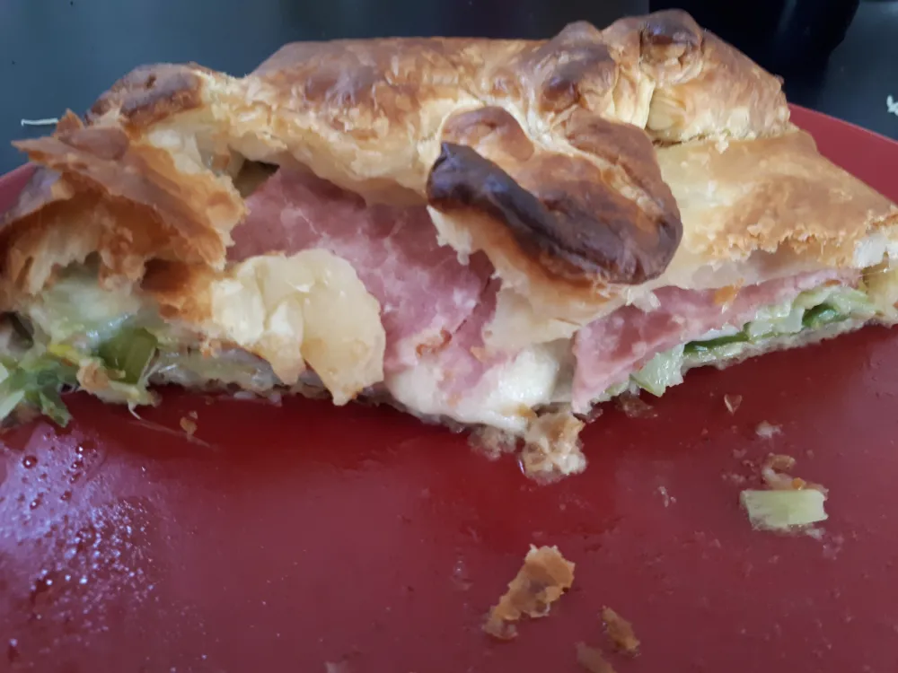 Feuilleté aux poireaux et jambon