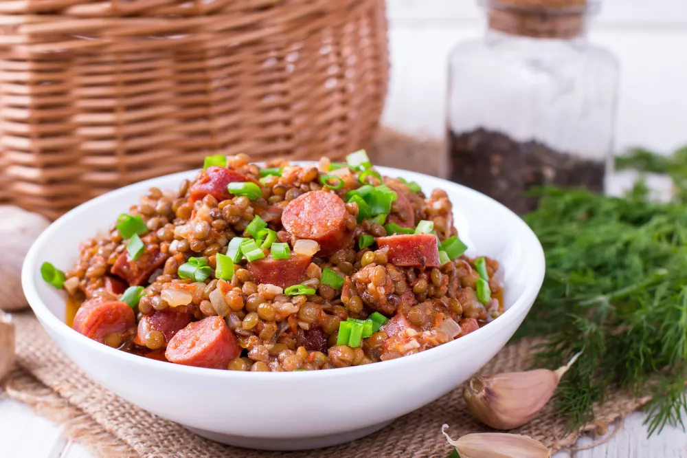 Saucisses aux lentilles au Cookeo