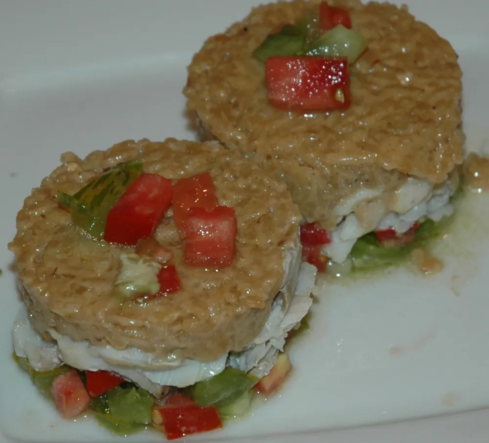 Lieu-noir et son risotto aux tomates colorées