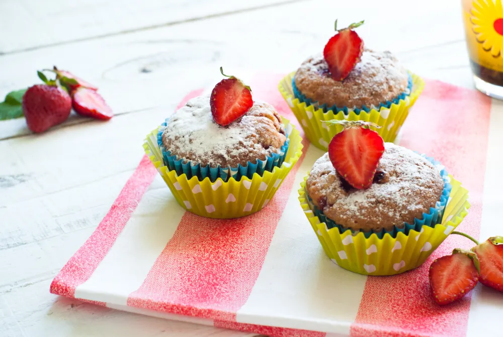 Muffins aux fraises (sans beurre, sans lait)