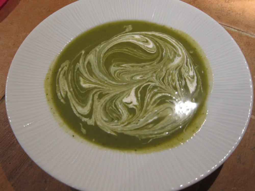 Velouté de fanes de radis et courgettes