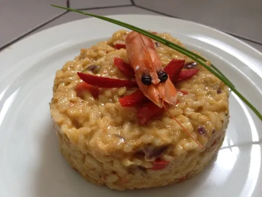 Risotto aux crevettes et poivrons