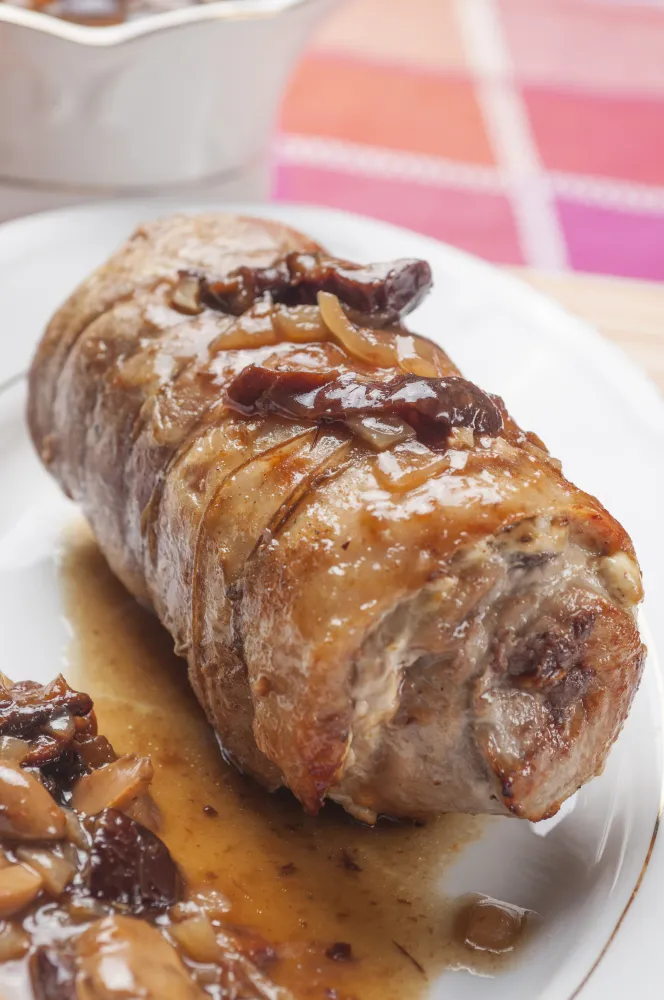 Porc rôti aux raisins, pommes et cidre breton