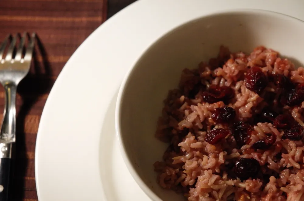 Risotto rose aux framboises