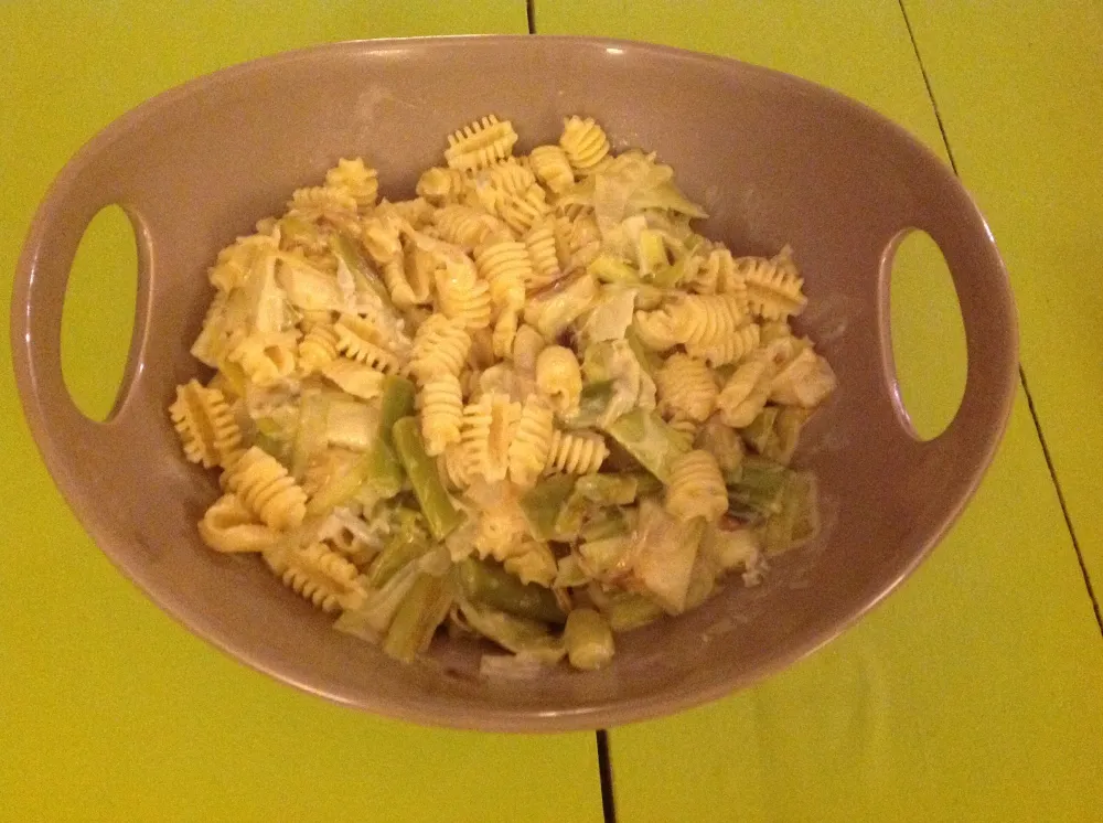 pâtes à la fondue de poireaux et gorgonzola