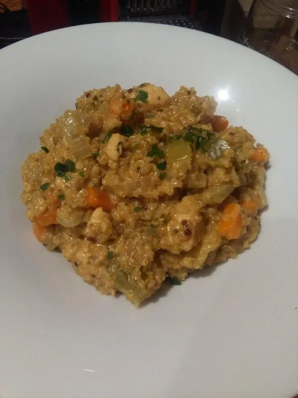 Quinoa poulet curry et légumes façon risotto