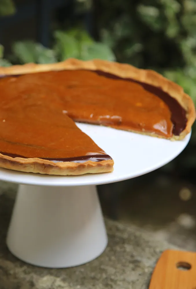 Tarte au chocolat, caramel et mascarpone