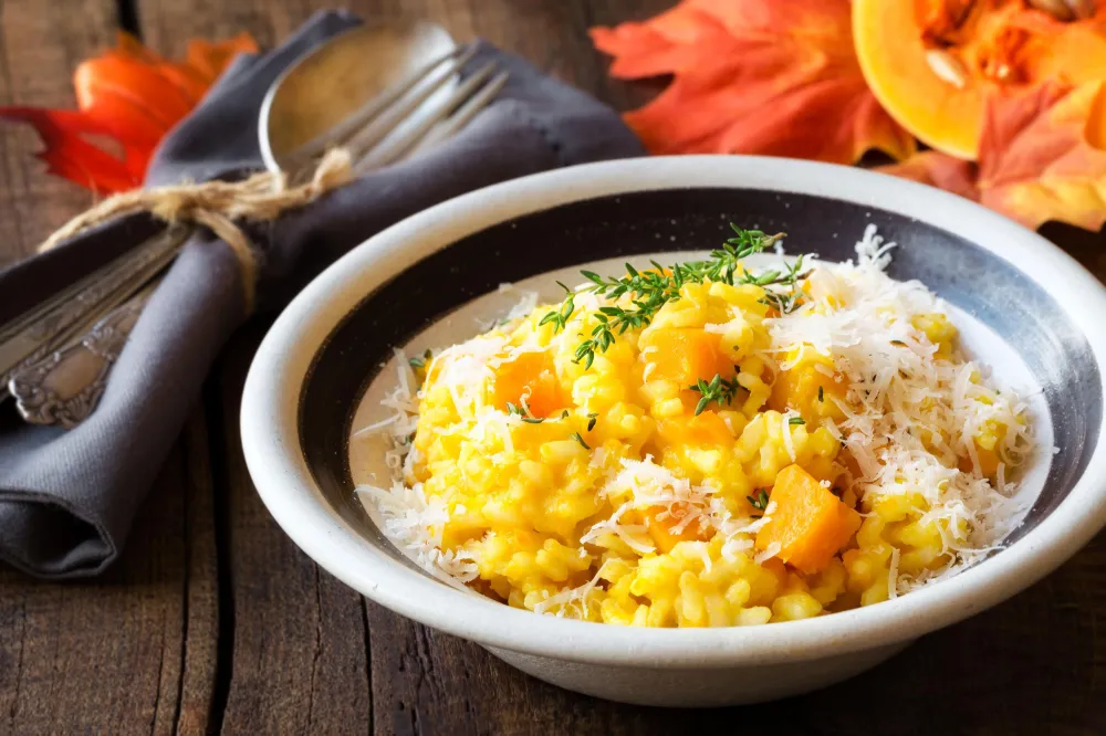 Risotto à la courge et aux lardons