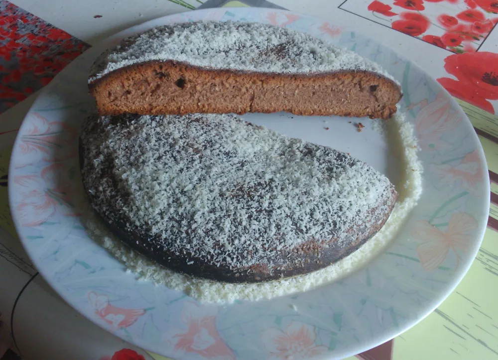 Gâteau au yaourt à la noix de coco et nappage chocolat