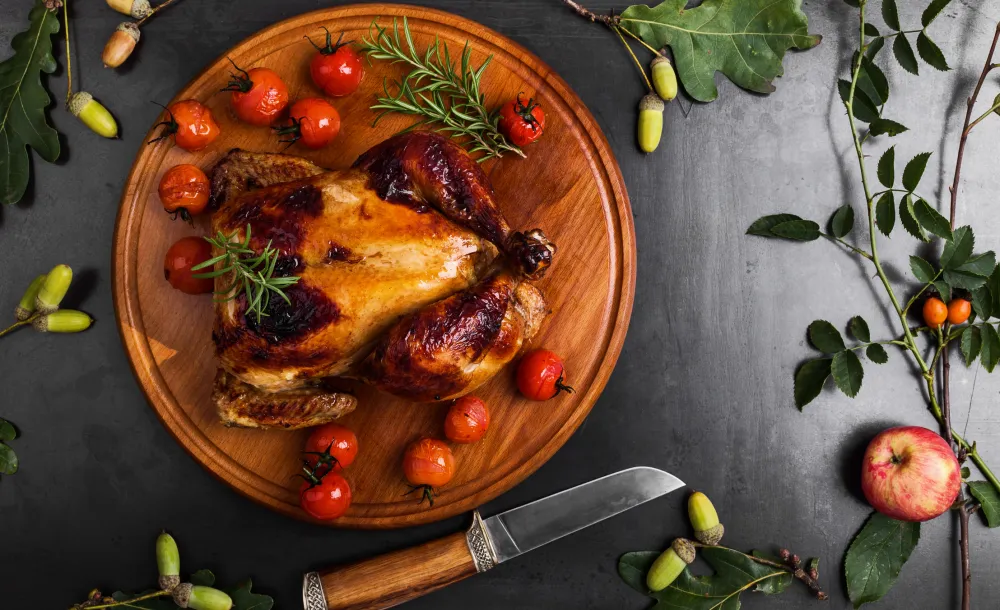 Poulet en crapaudine sur lit de légumes dété