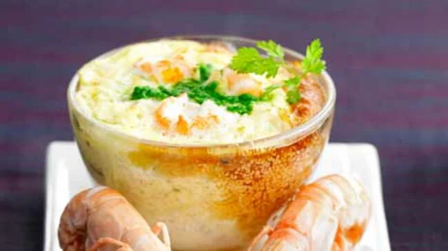 Oeufs cocotte aux crevettes